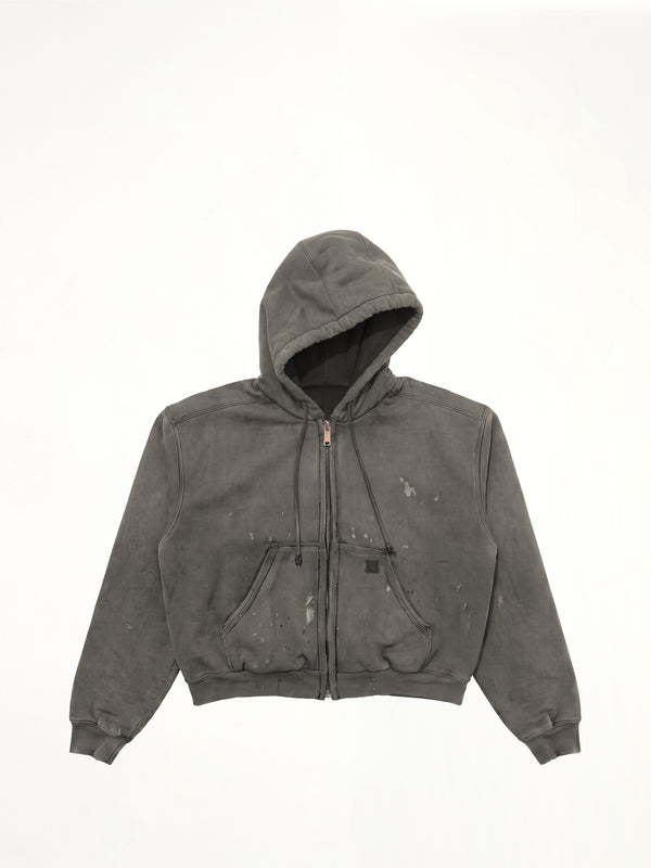 Reworked Work Zipper Hoodie in Dark Earth Tones