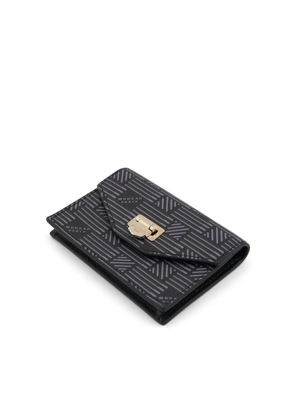 Flap Wallet with Gusset in Black