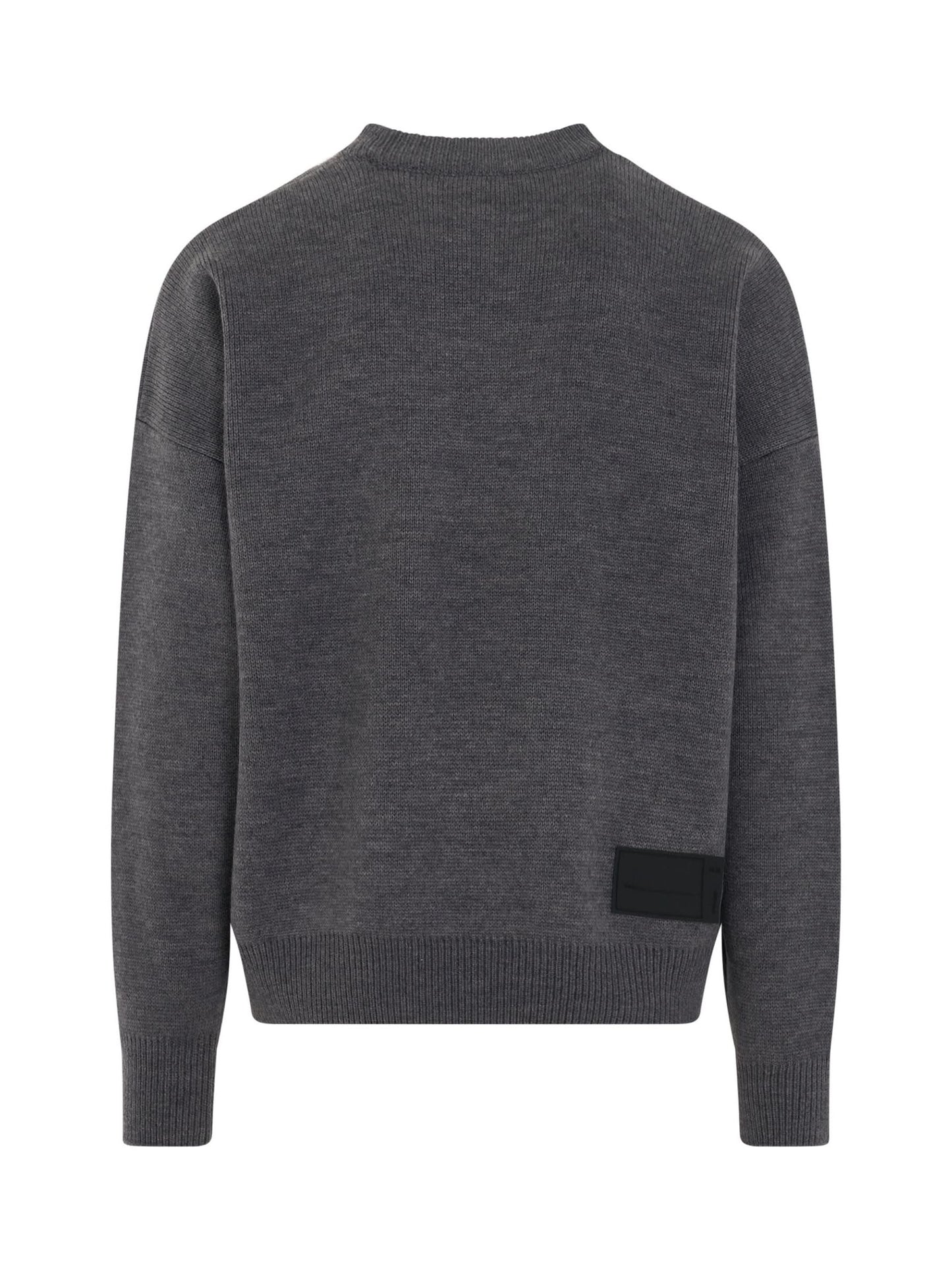 We11Done Logo Jacquard Intarsia Sweater in Grey