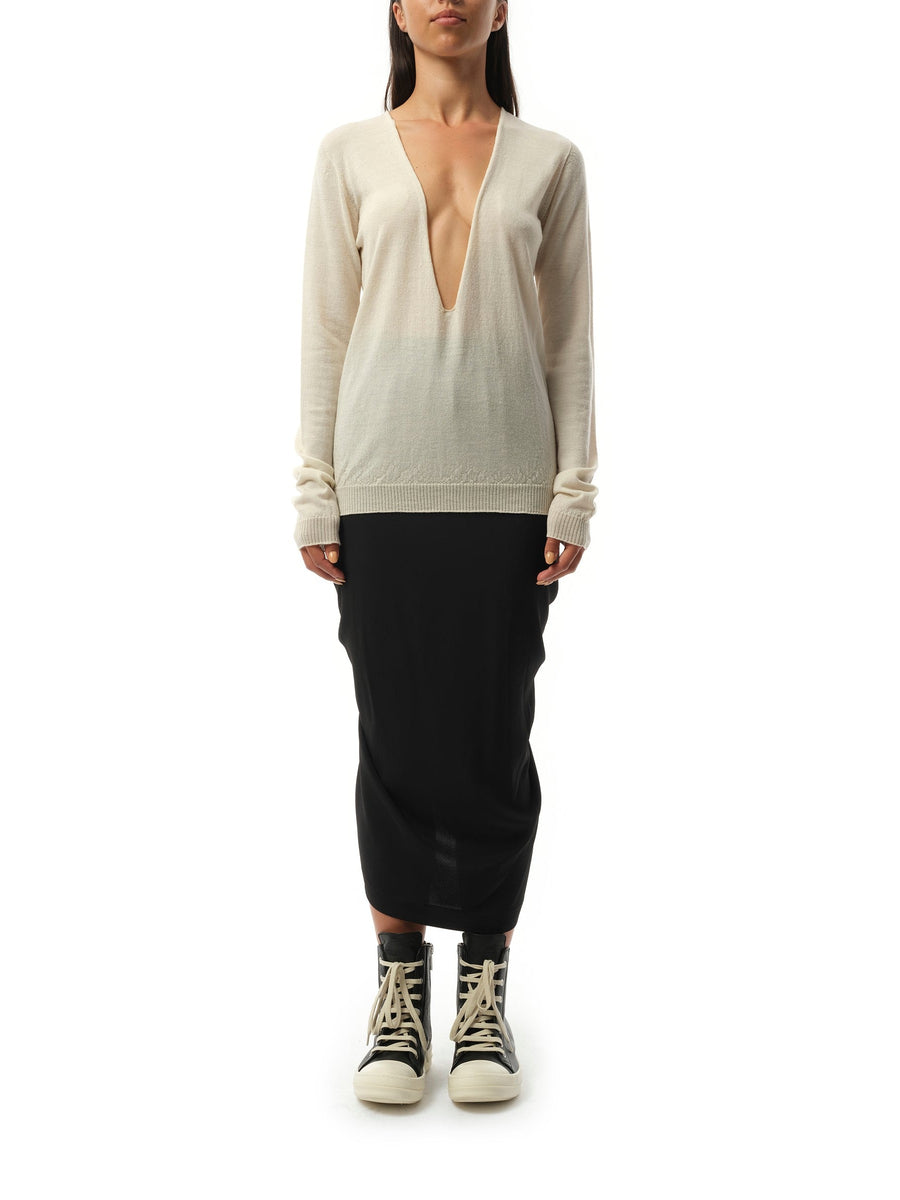 Rick Owens Extreme V Neck Pullover in Dinge