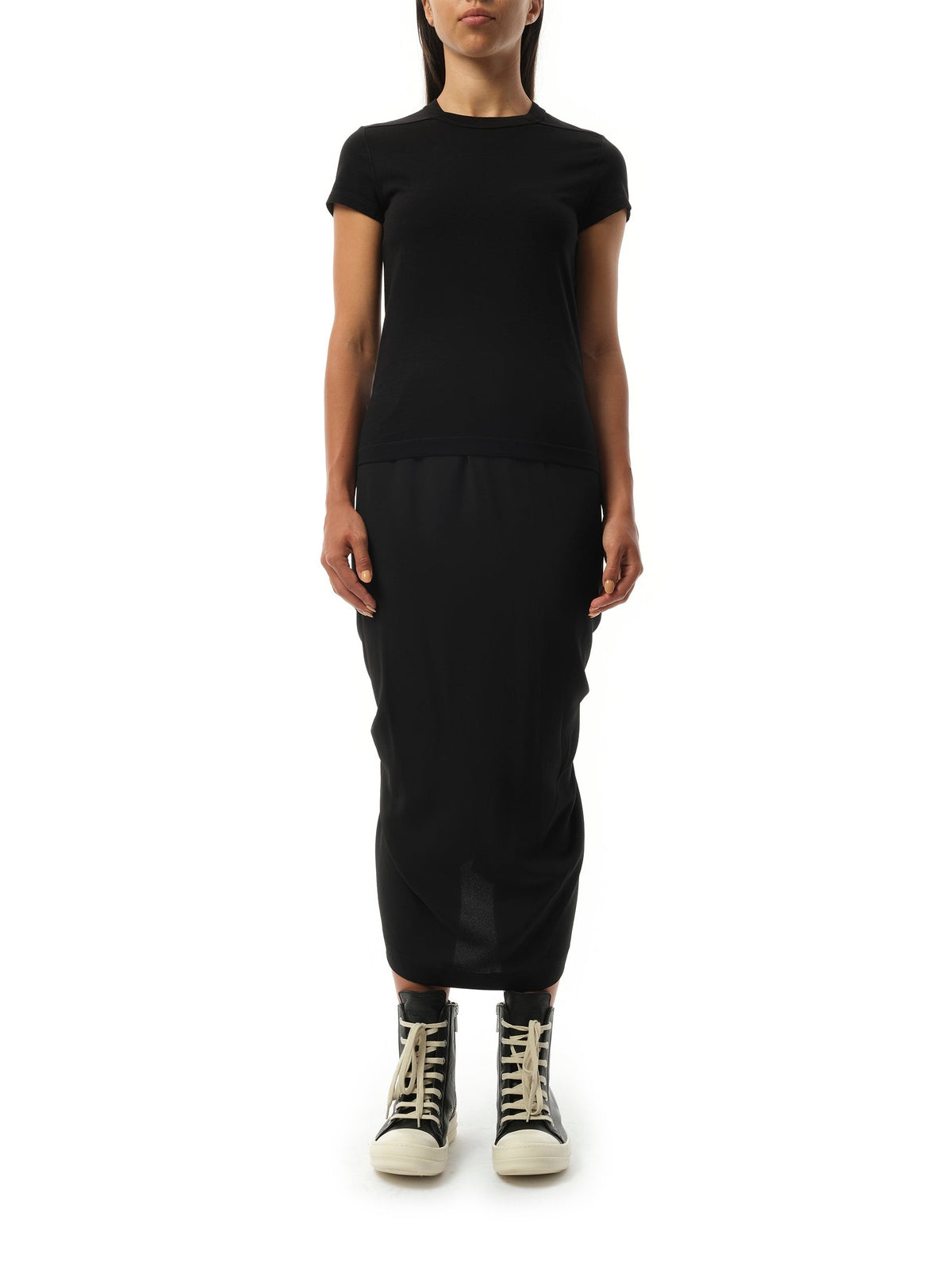 Rick Owens Cropped Level T-Shirt in Black