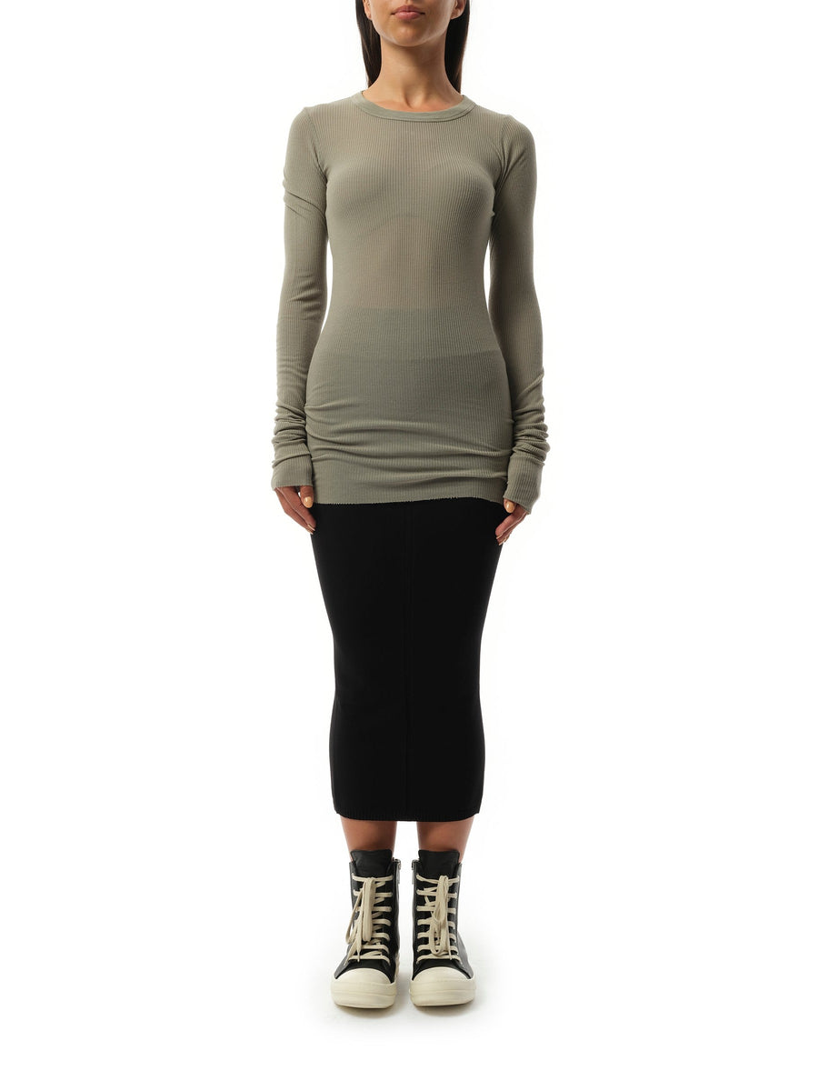 Rick Owens Rib Long Sleeve T-Shirt in Celadon