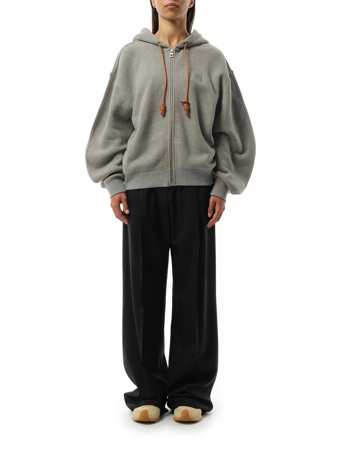 Loewe Flamenco Zip Hoodie in Grey Melange