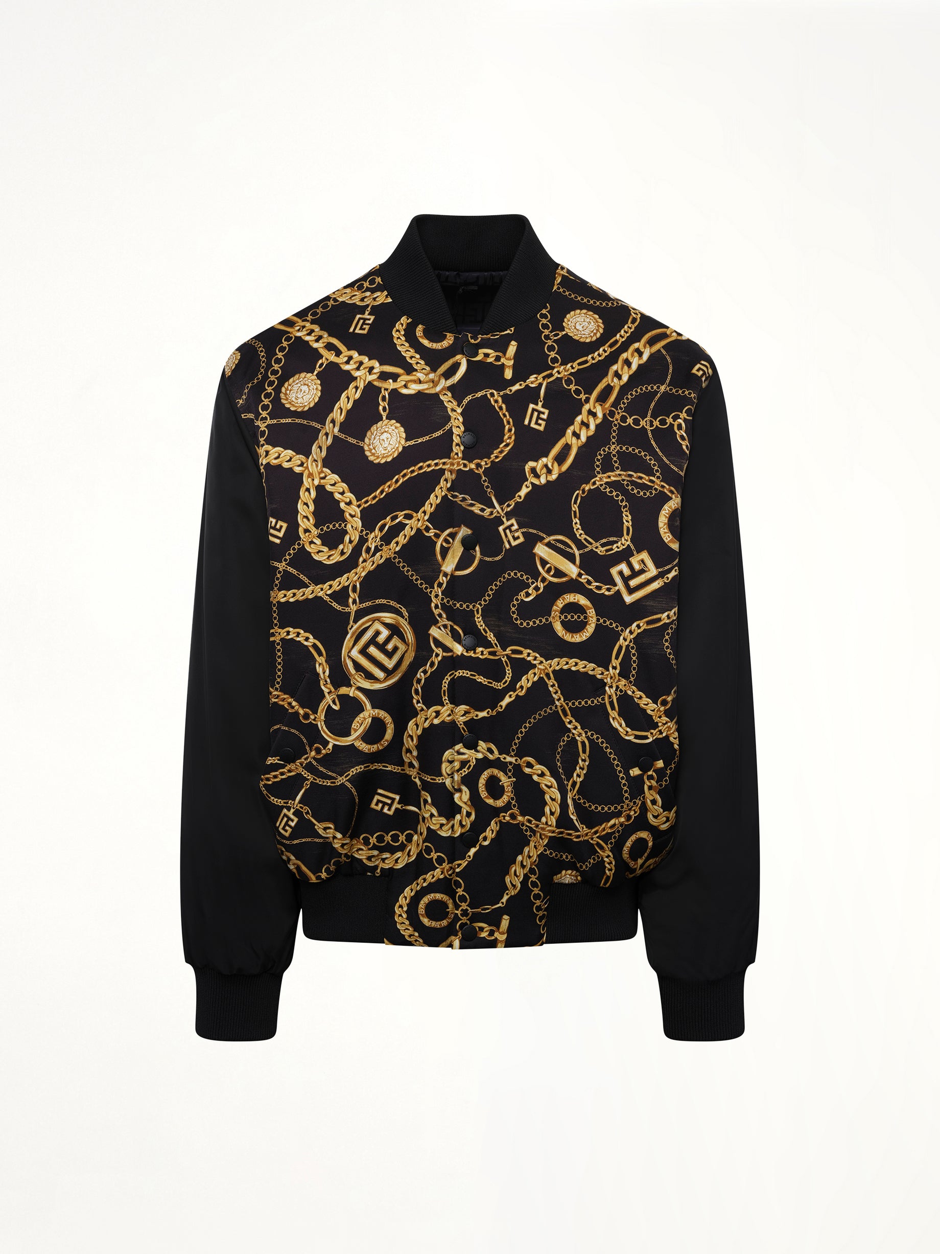 AO Chain and Monogram Reversible Jacket in Black/Gold