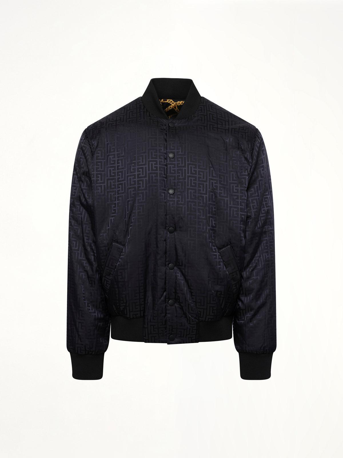 AO Chain and Monogram Reversible Jacket in Black/Gold