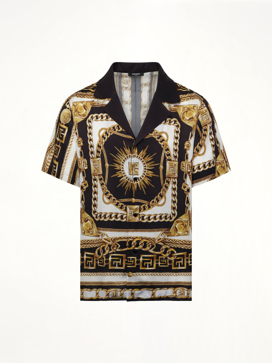 Foulard Print Shirt in Black/White/Gold