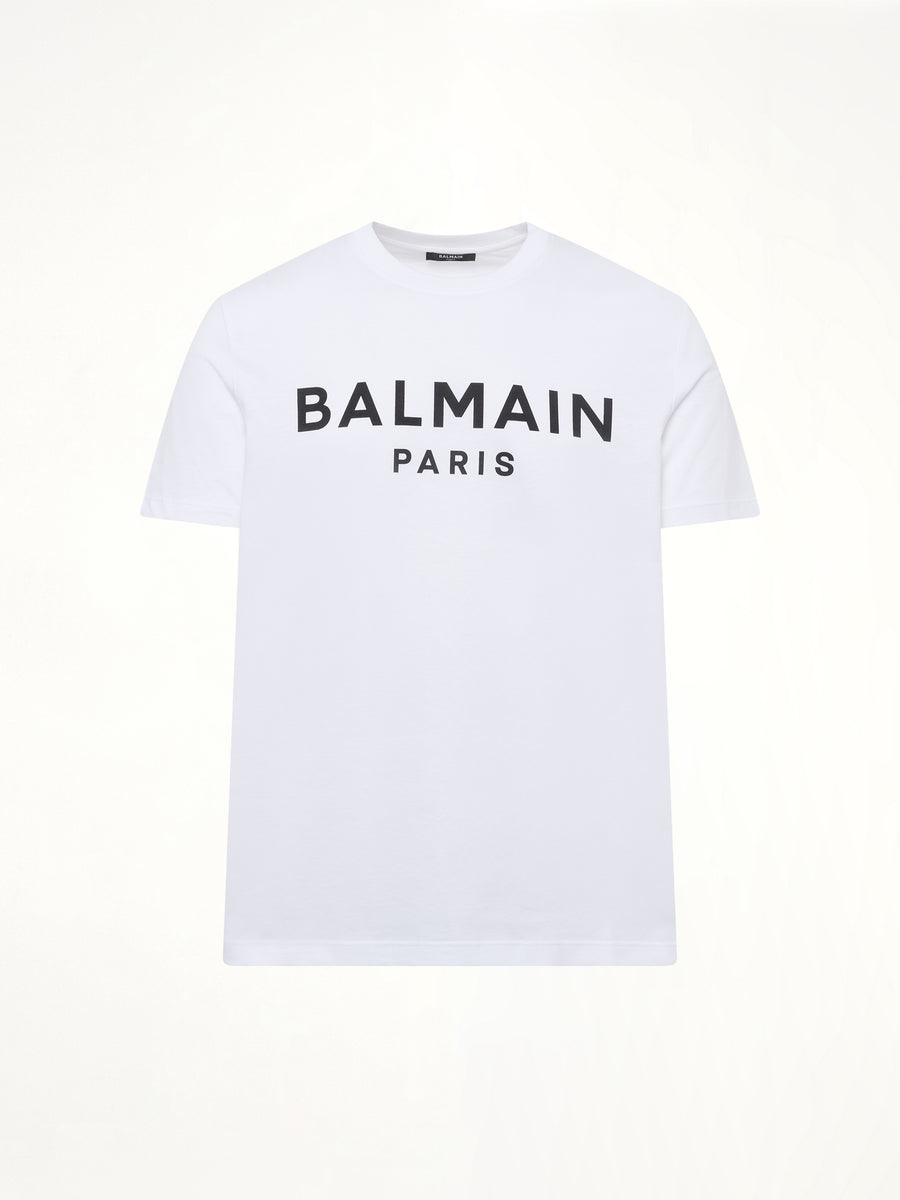 Logo Printed Straight Fit T-shirt in White/Black