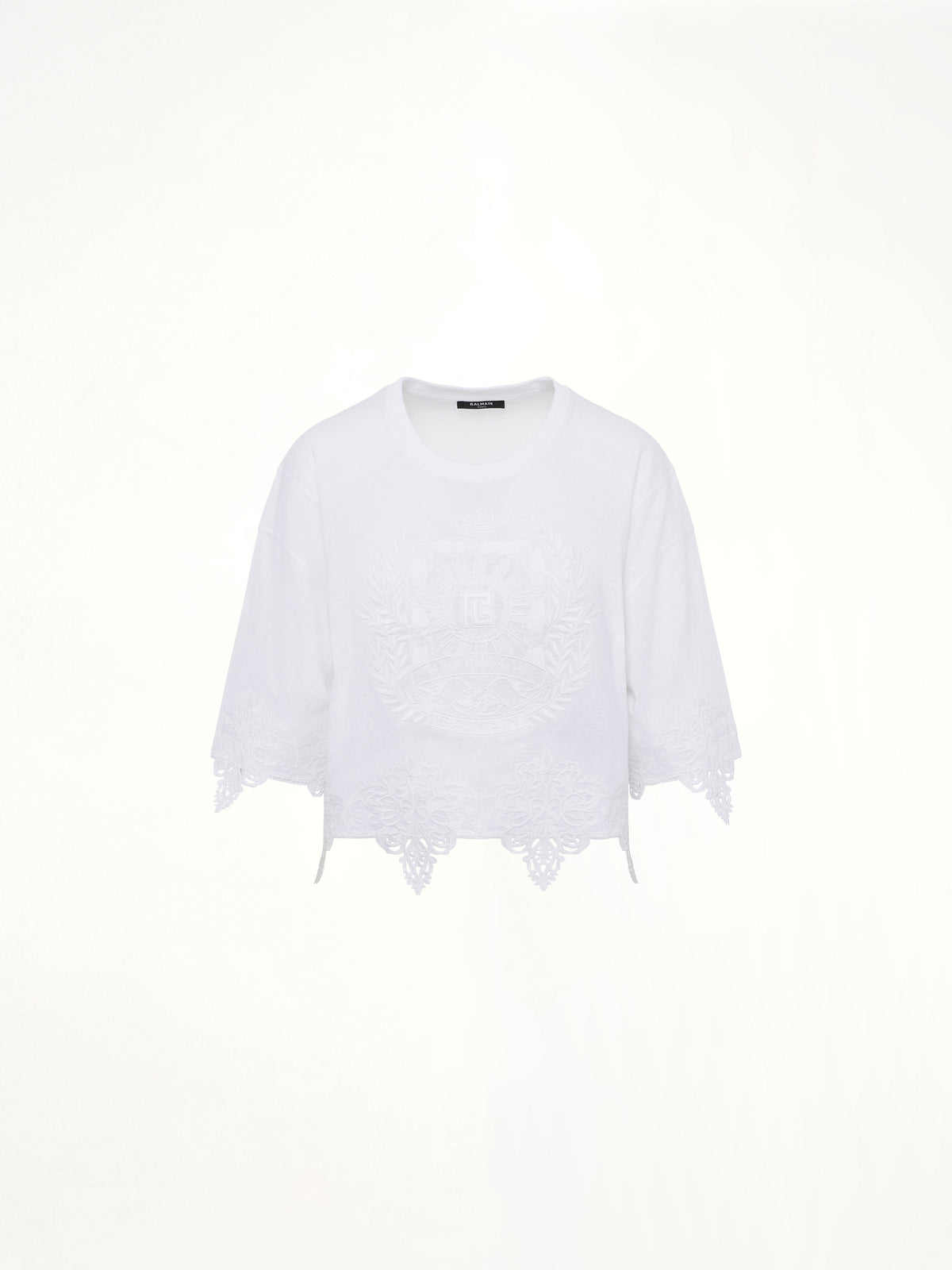 Balmain Emblem Baseball T-Shirt in White