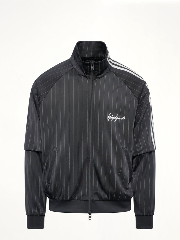 Pinstripe Track Top in Black