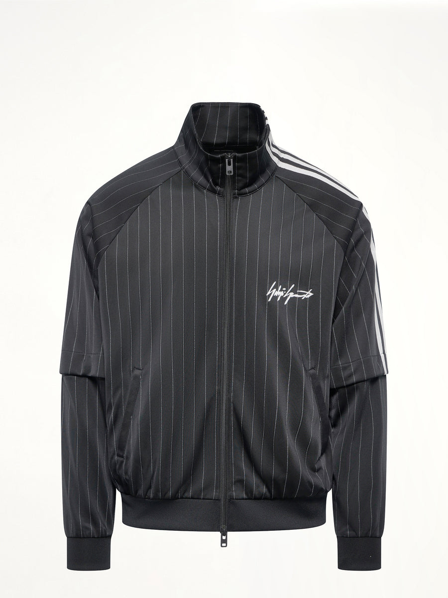 Pinstripe Track Top in Black