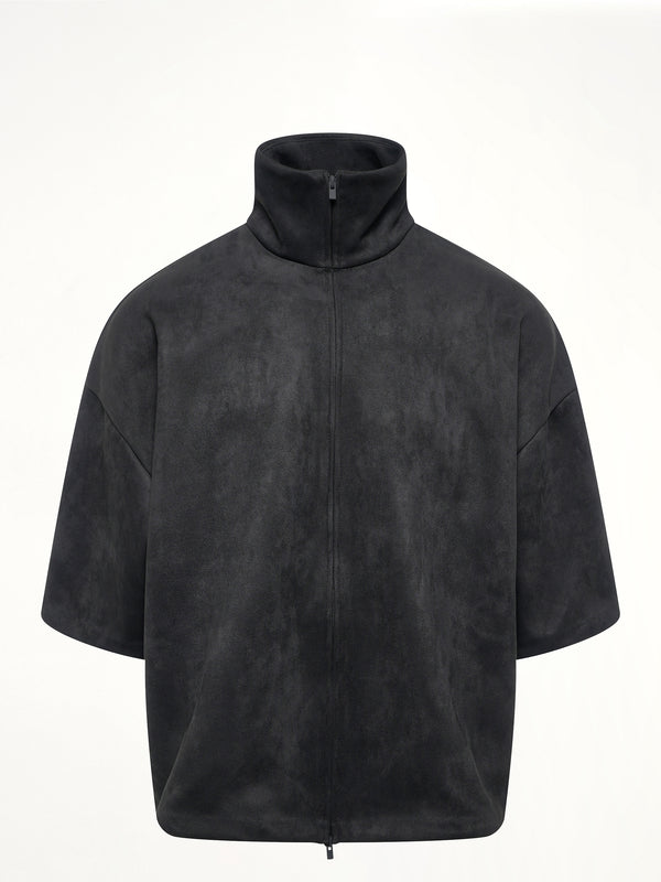 High Neck 3/4 Sleeve Jacket in Vintage Black