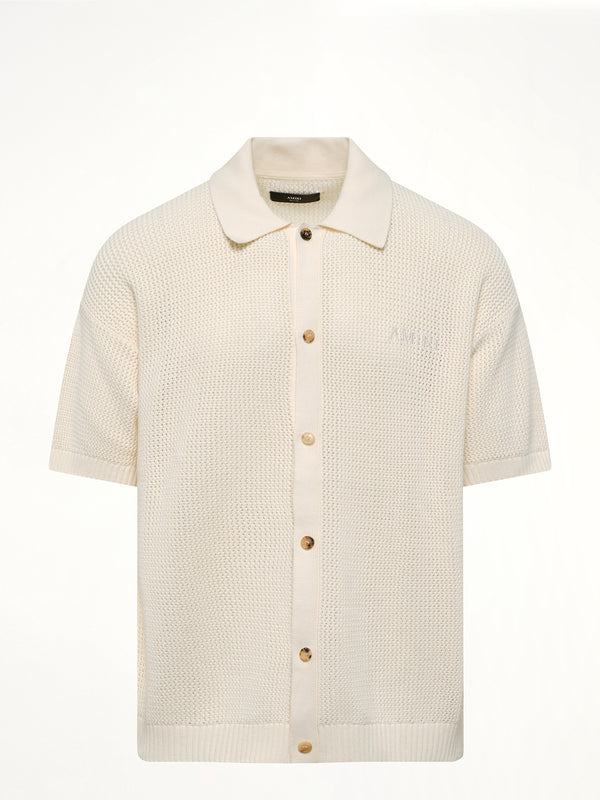 Amiri 象牙色钩编网眼衬衫