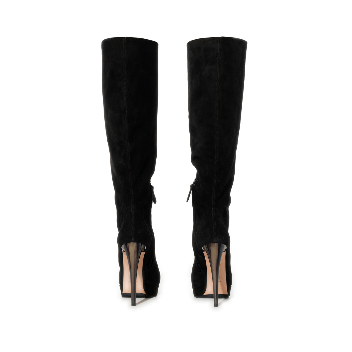 Alexander Mcqueen Suede Boots in Black Back View | ALEXANDER MCQUEEN