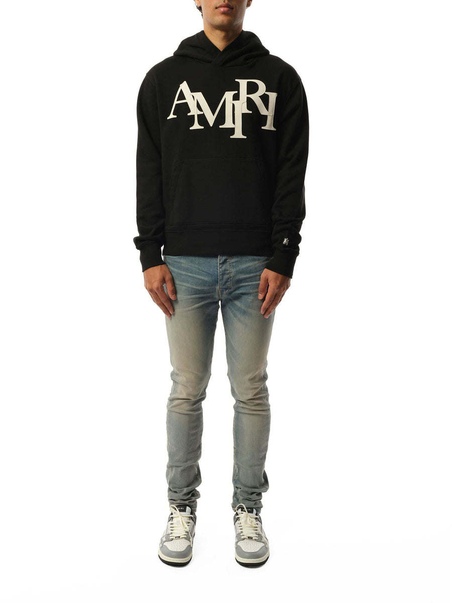 Amiri Amiri Staggered Hoodie in Black/White