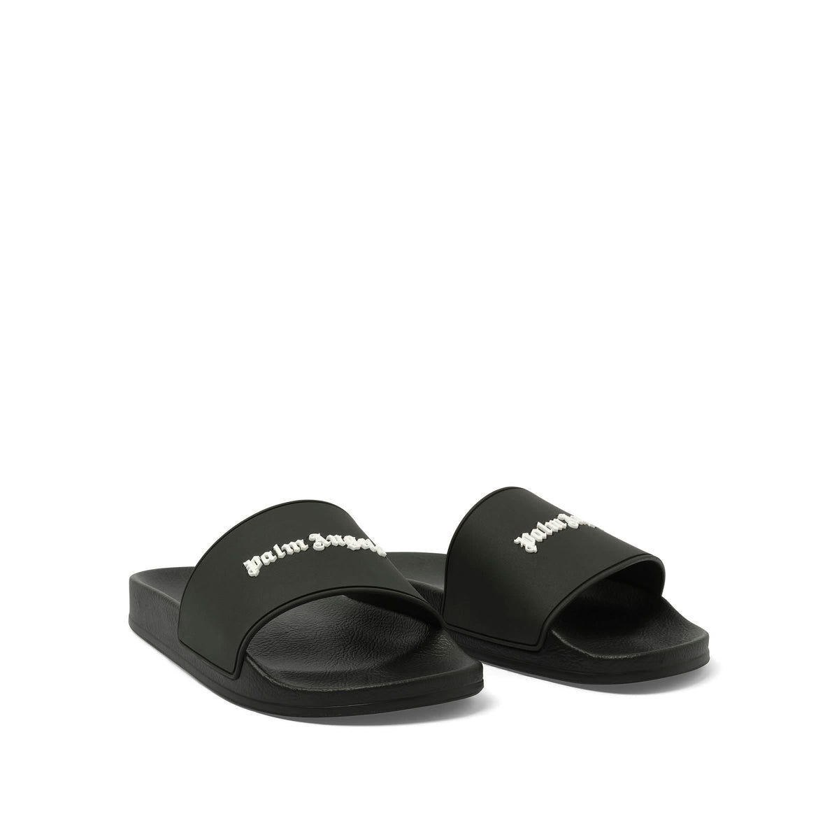 Classic Logo Pool Slider in Black/White Front View | PALM ANGELS