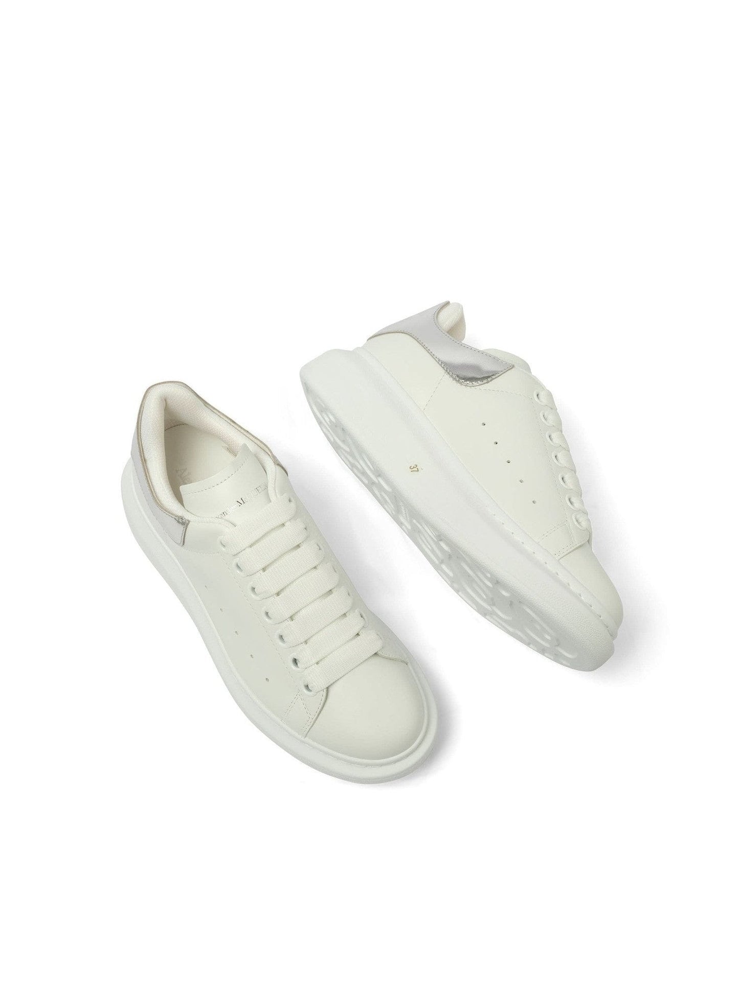 Larry Oversized Heel Sneaker in White/Silver