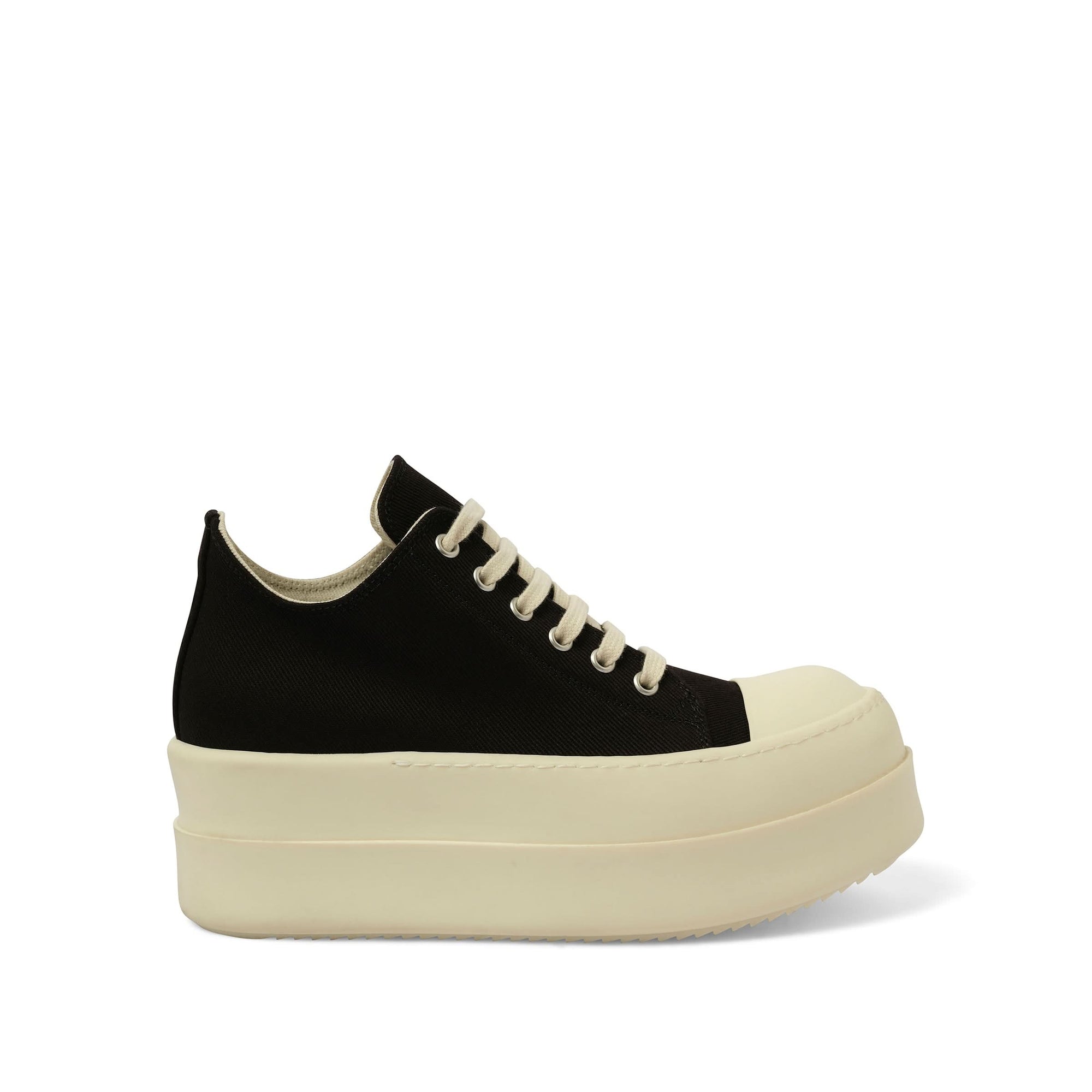 Double Bumper Low Sneaks in Black/Milk Side View | RICK OWENS DRKSHDW