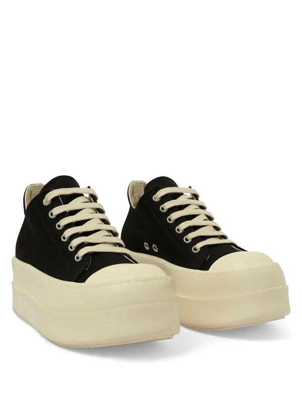 Double Bumper Low Sneaks in Black/Milk Front View | RICK OWENS DRKSHDW