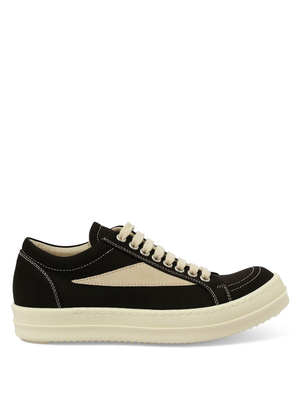 Vintage Sneaks in Black/Milk Side View | RICK OWENS DRKSHDW
