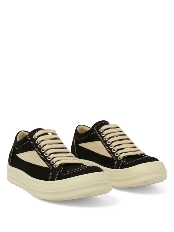 Vintage Sneaks in Black/Milk Front View | RICK OWENS DRKSHDW