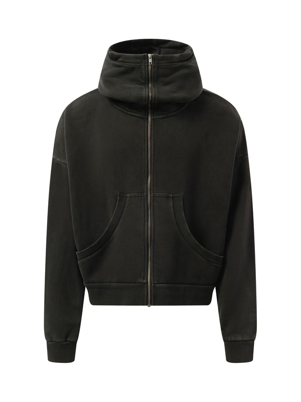 Entire Studios Full Zip Hoodie in Washed Black