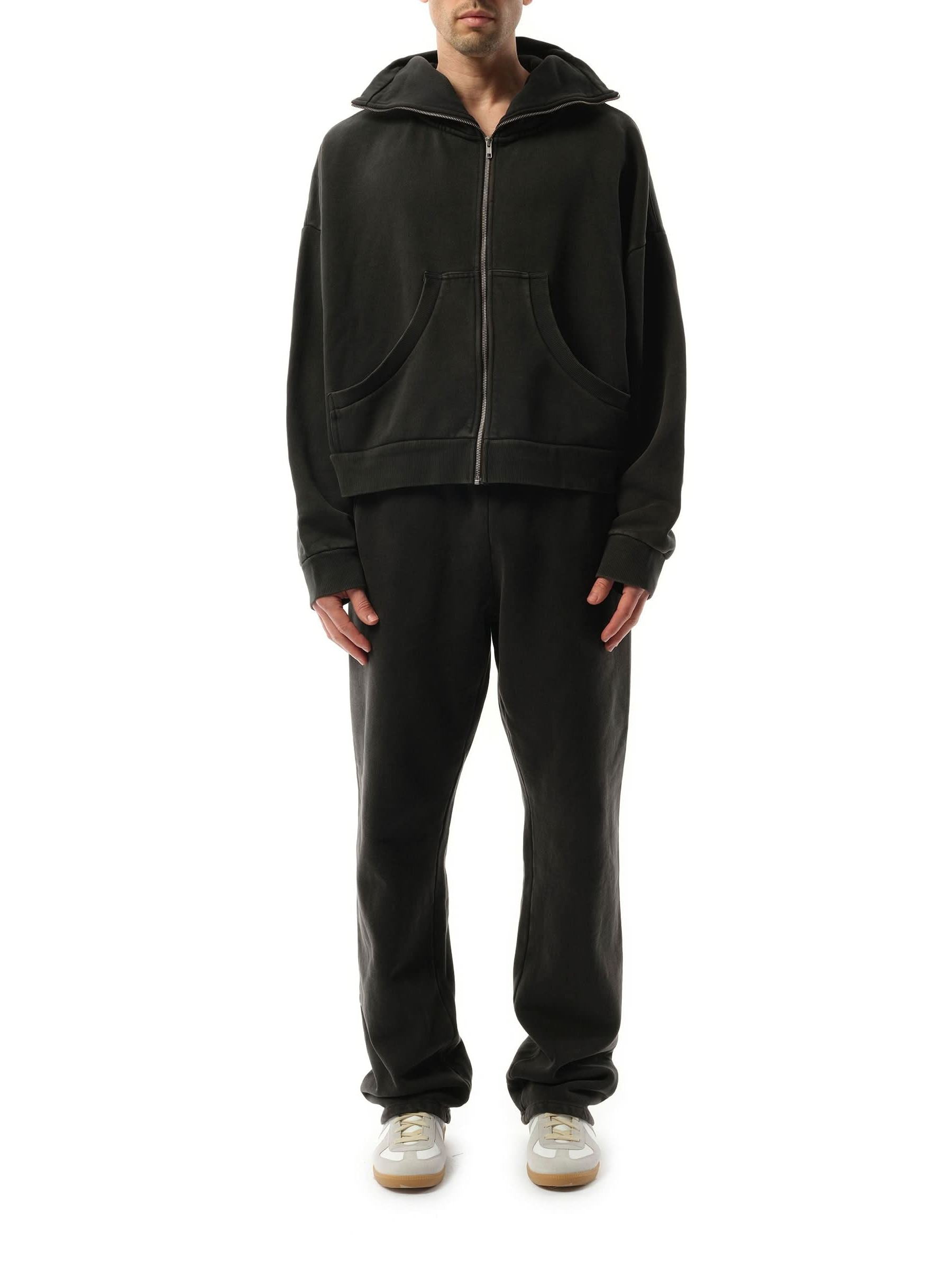 Entire Studios Full Zip Hoodie in Washed Black