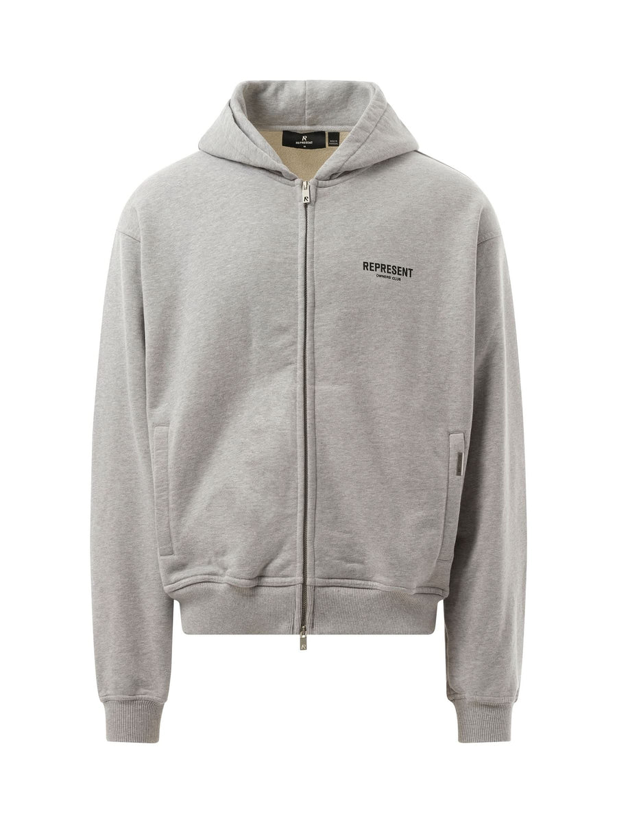 Represent Represent Owners Club Zip Hoodie in Ash Grey/Black