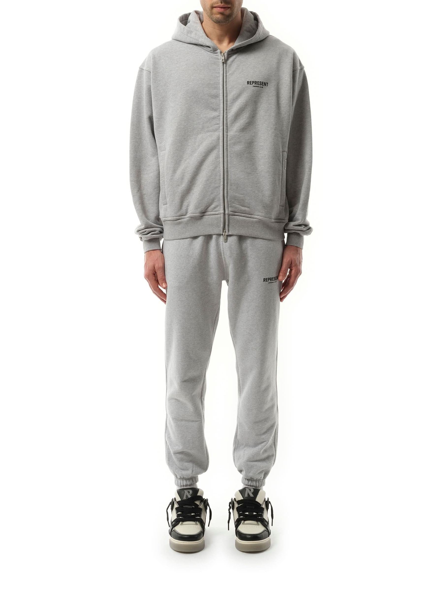 Represent Represent Owners Club Zip Hoodie in Ash Grey/Black