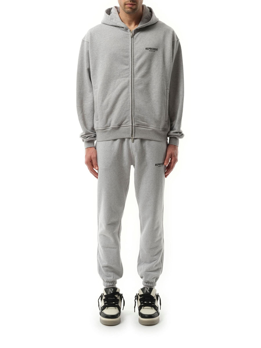 Represent Represent Owners Club Zip Hoodie in Ash Grey/Black