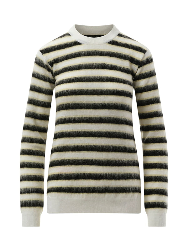 Mohair Stripe Sweater in Light Alabaster