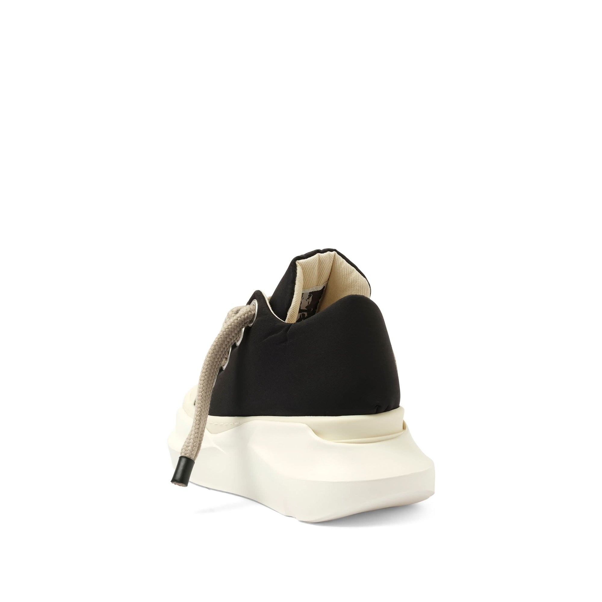Jumbo Laced Abstract Low Sneaks in Black/Pearl Back View | RICK OWENS DRKSHDW