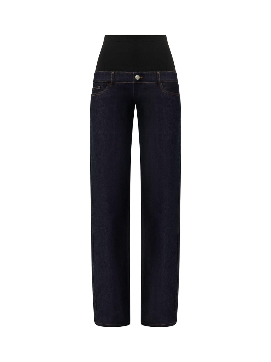 Jersey Hybrid Denim Trouser in Blue Raw