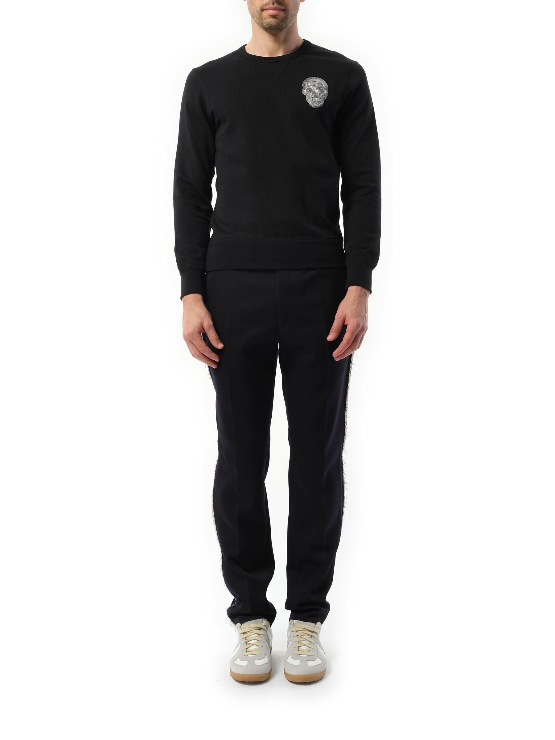 Embroidered Chain Skull Sweatshirt in Black