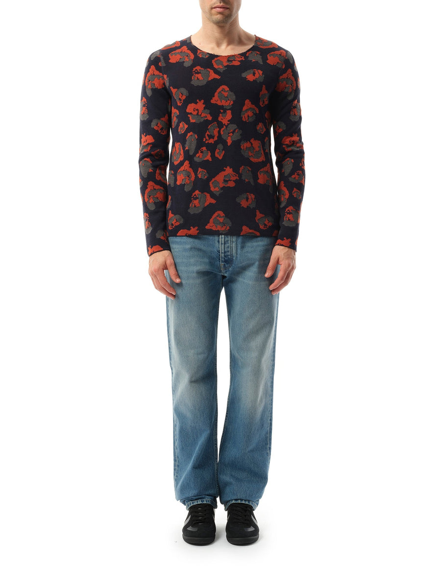 Leopard Jacq Raw Sweatshirter in Navy