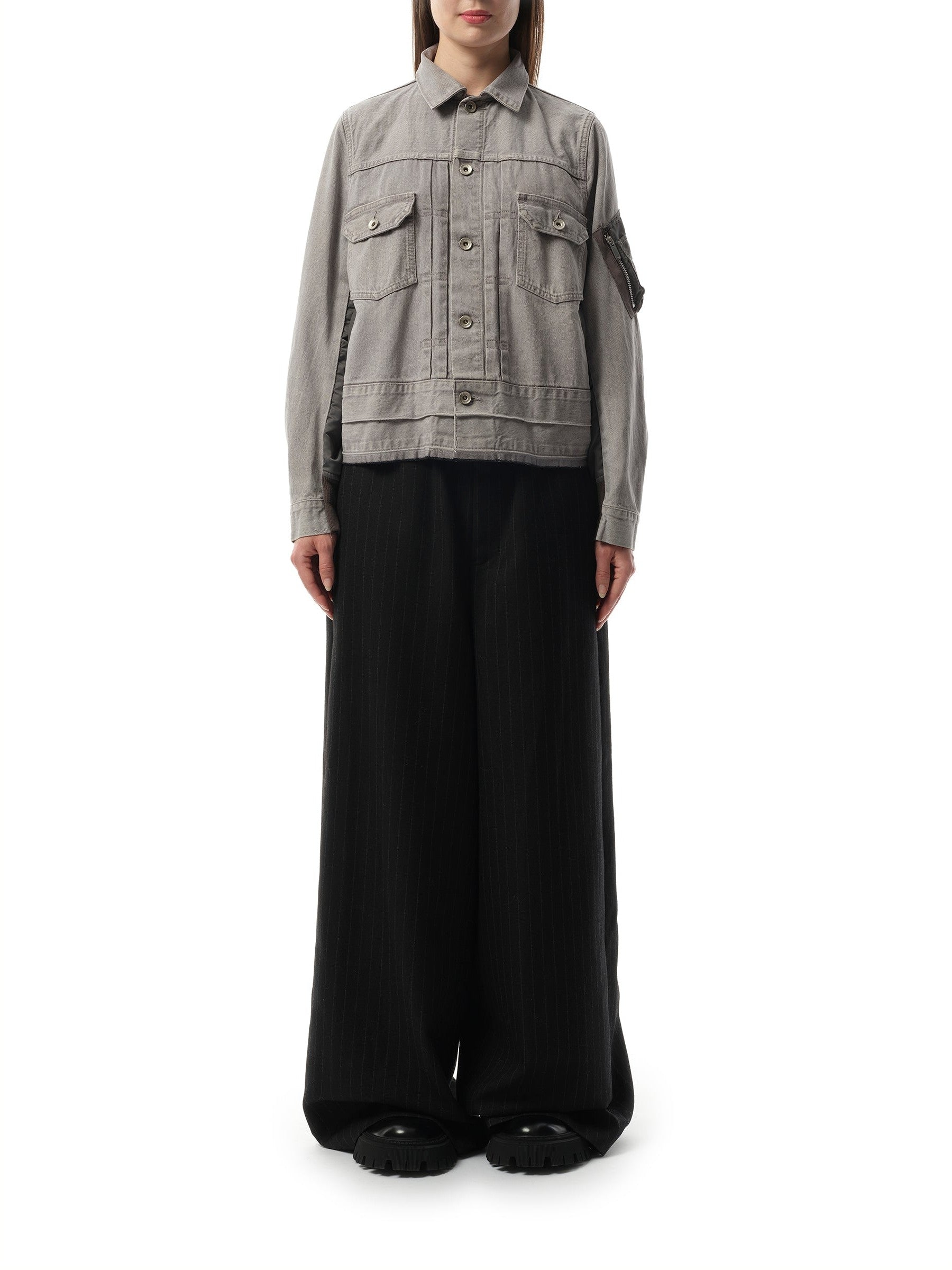Sacai Denim x Nylon Twill Jacket in Gray
