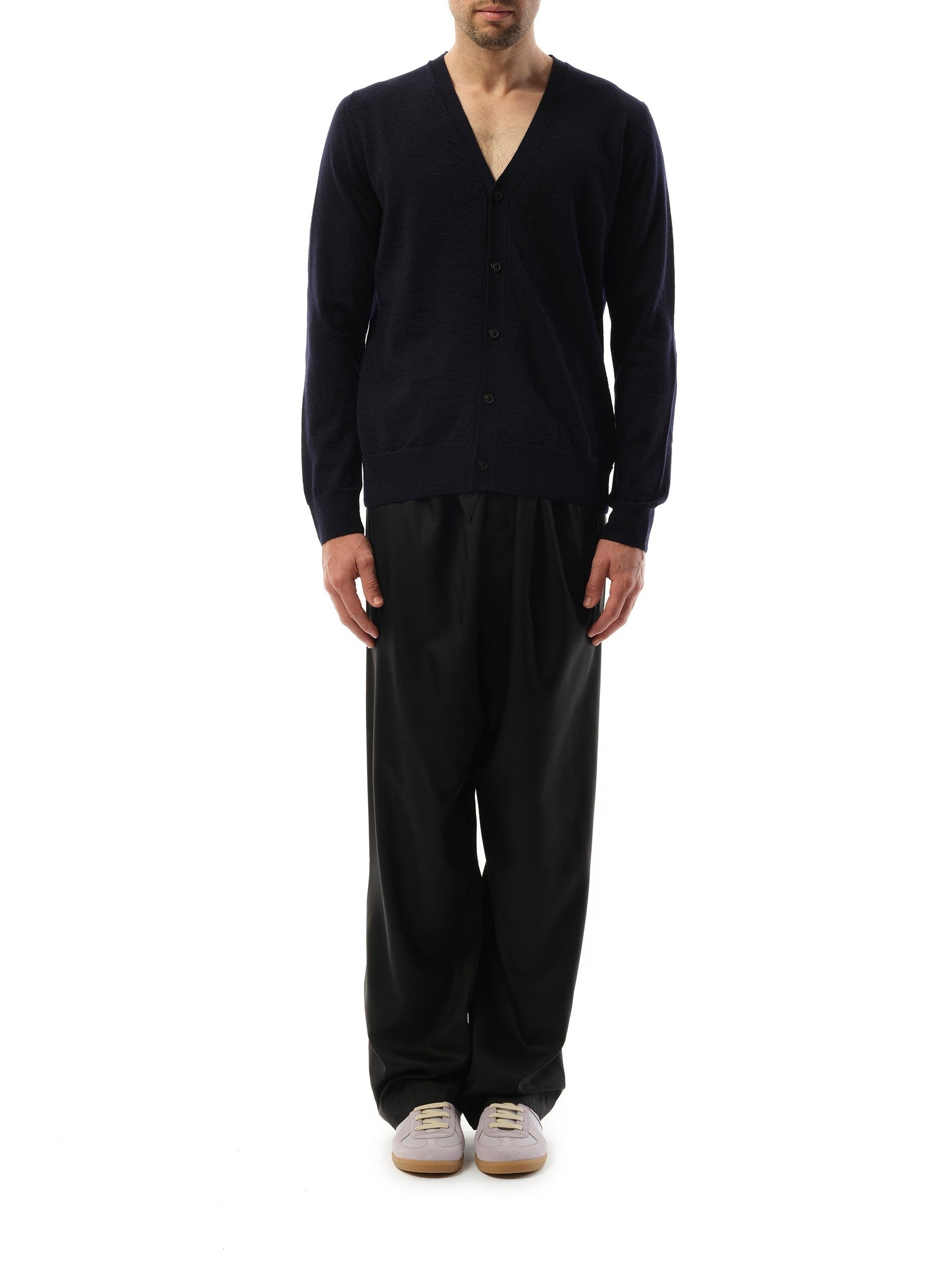 Maison Margiela Wool Cardigan in Dark Blue