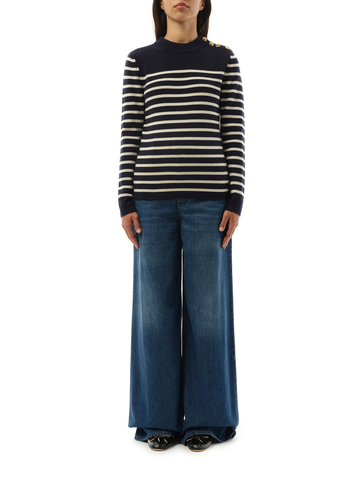 Chloe Chloe Mariniere Sweater in Blue/White