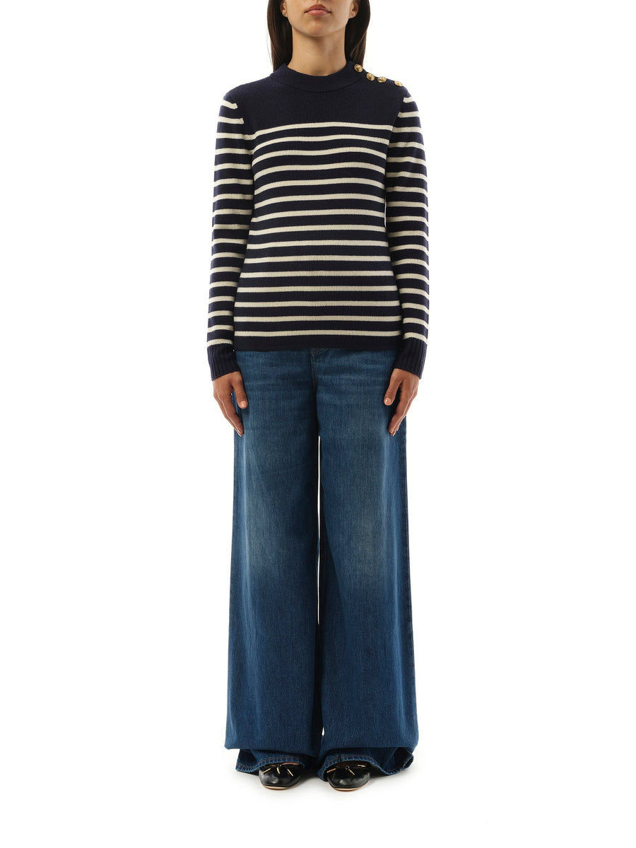 Chloe Chloe Mariniere Sweater in Blue/White