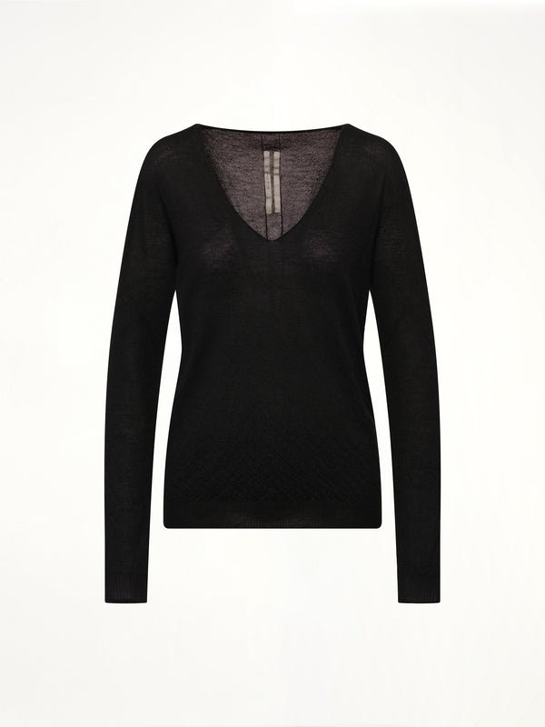 Cashmere V-Neck Pull in Black