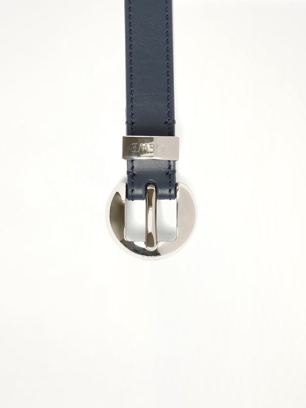 Pebble 2cm Belt in Deep Navy/Palladium