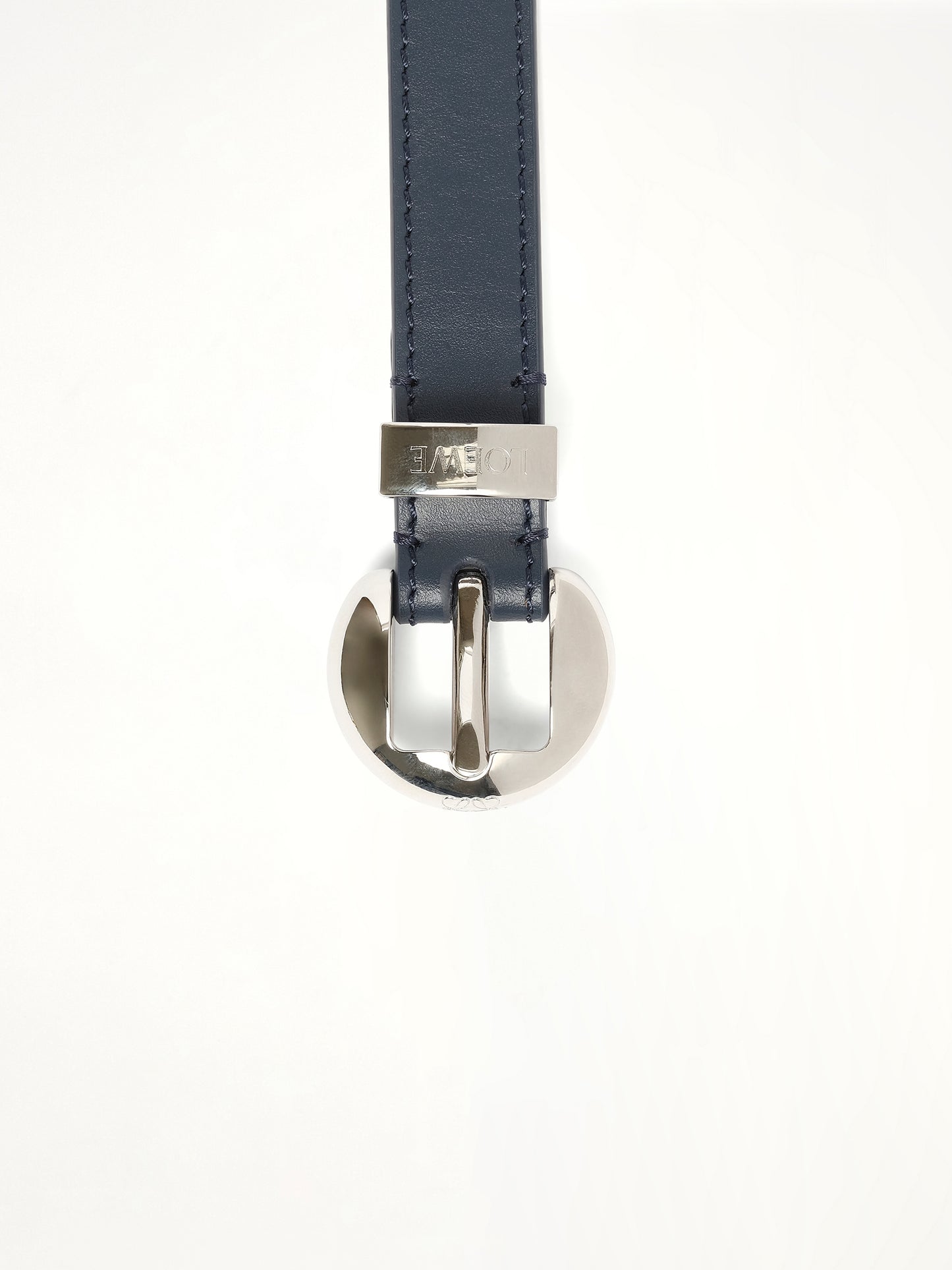 Pebble 2cm Belt in Deep Navy/Palladium