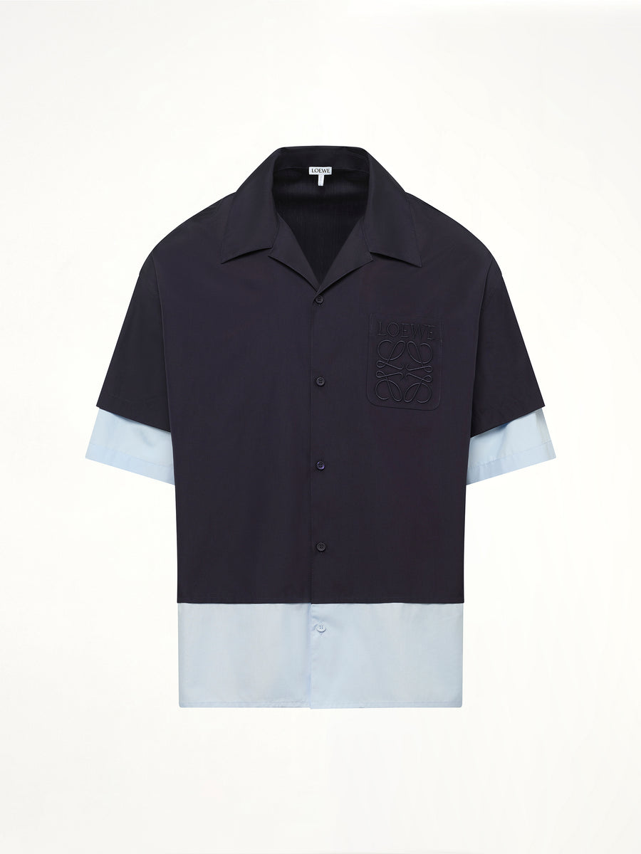 Short Sleeve Shirt in Dark Navy/Light Blue
