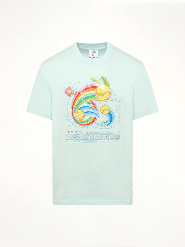 マンガテニスボールTシャツ ペールブルー