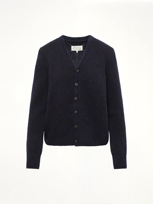 Gauge 5 Cardigan in Navy/Dark Brown