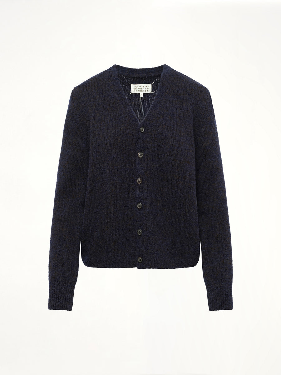 Gauge 5 Cardigan in Navy/Dark Brown