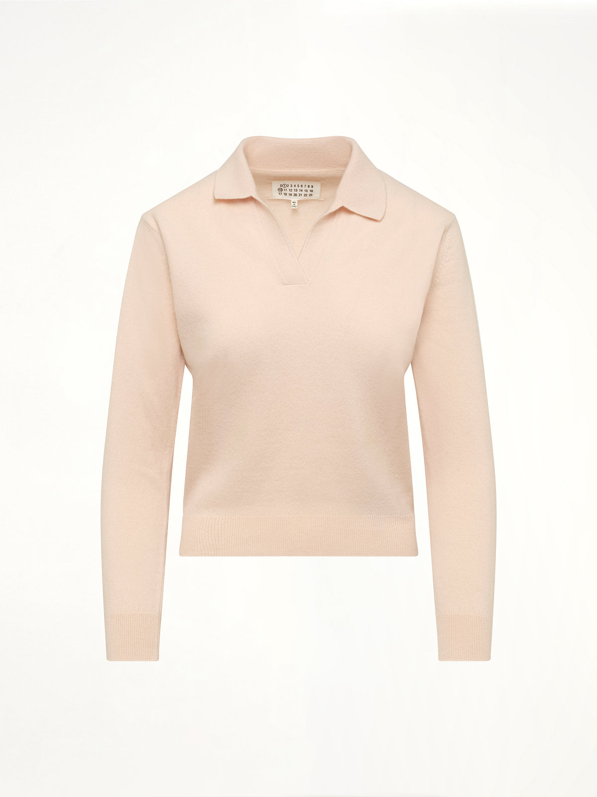 Lambswool Knit Polo in Pale Pink