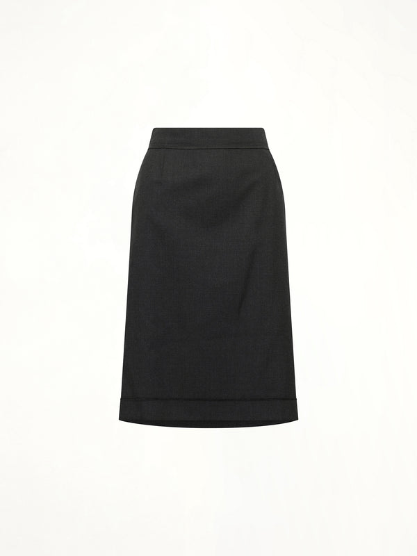 Midi Skirt in Carbon Melange/Black