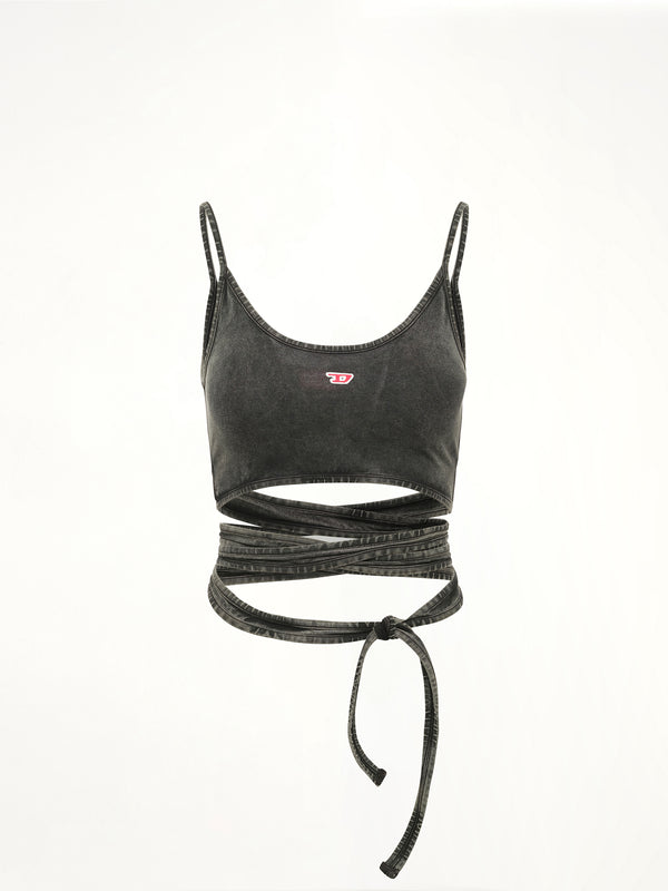 T-LEYA-TAIL-R1 Top in Black/Dark Grey