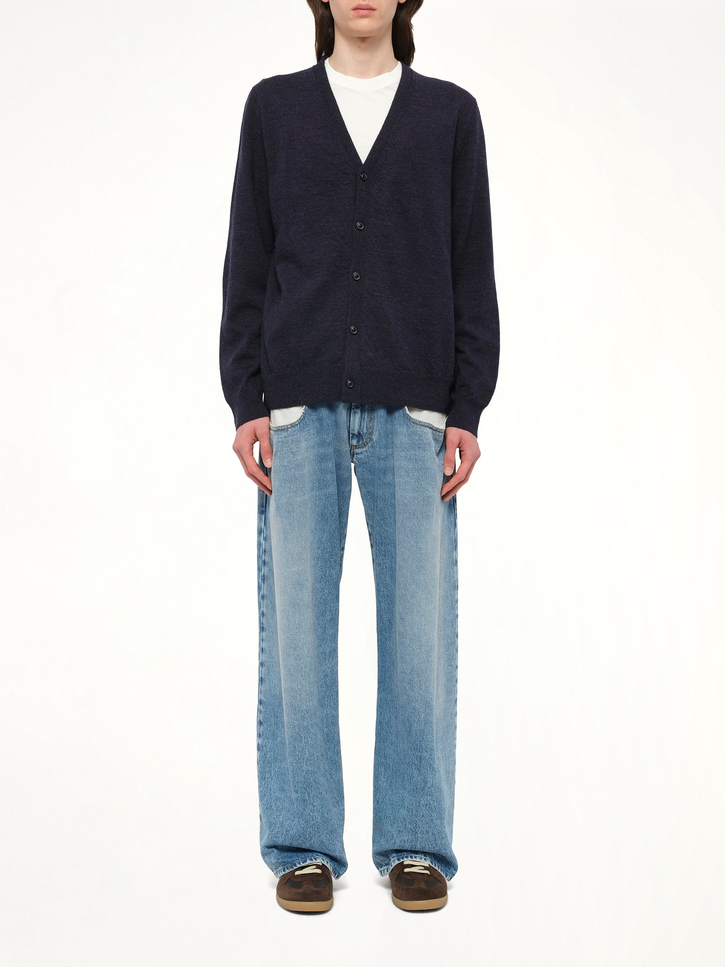 Gauge 12 Elbow Patch Cardigan in Navy