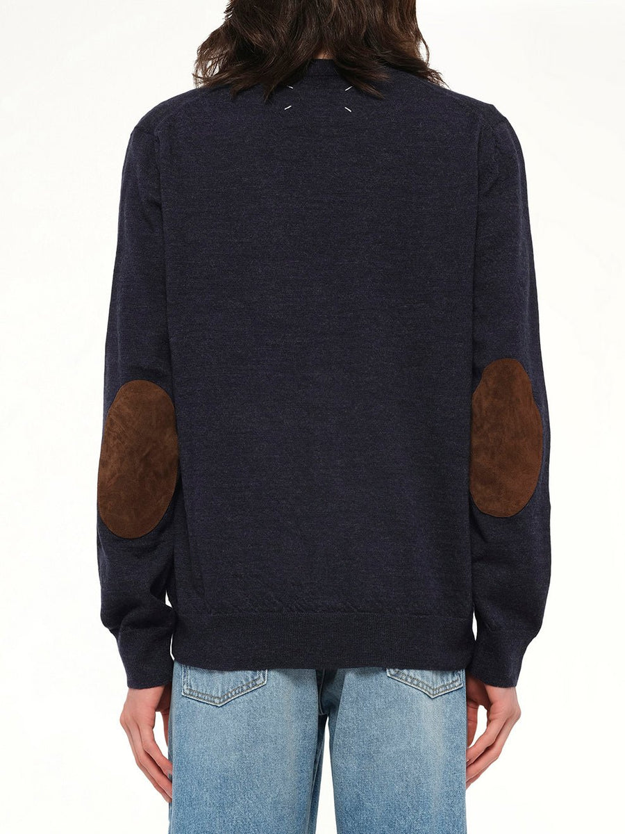 Gauge 12 Elbow Patch Cardigan in Navy